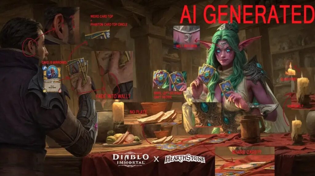 Blizzard Faces Backlash Over Suspected AI Art in Diablo Immortal x Hearthstone Event 1 AI Generated blizzard entertainment