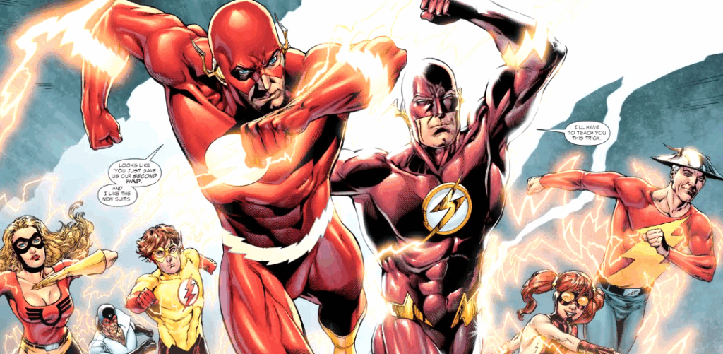 Barry Allen and the flash family including wally west and godspeed