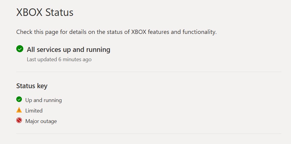 current xbox status